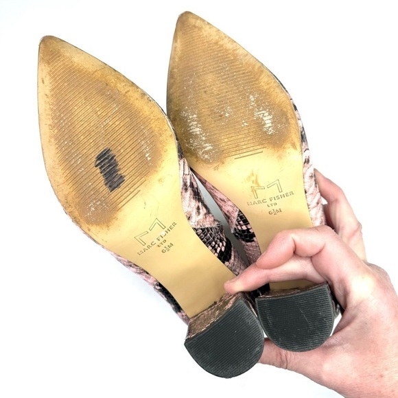 Marc Fisher Lulani 2 ankle booties pink black snakeskin pointy toe zip 6.5 - Picture 7 of 9